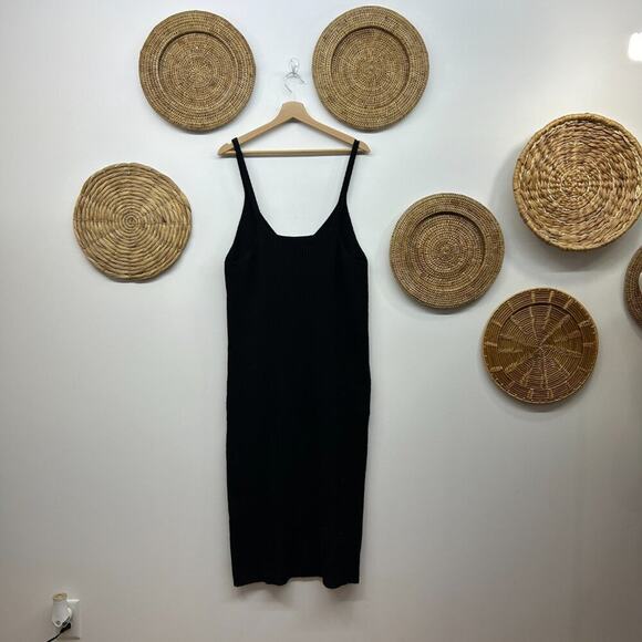 Eloquii Neutral Black Ribbed Knit Sleeveless Midi Tank Dress Plus Size 22/24 - Picture 2 of 6